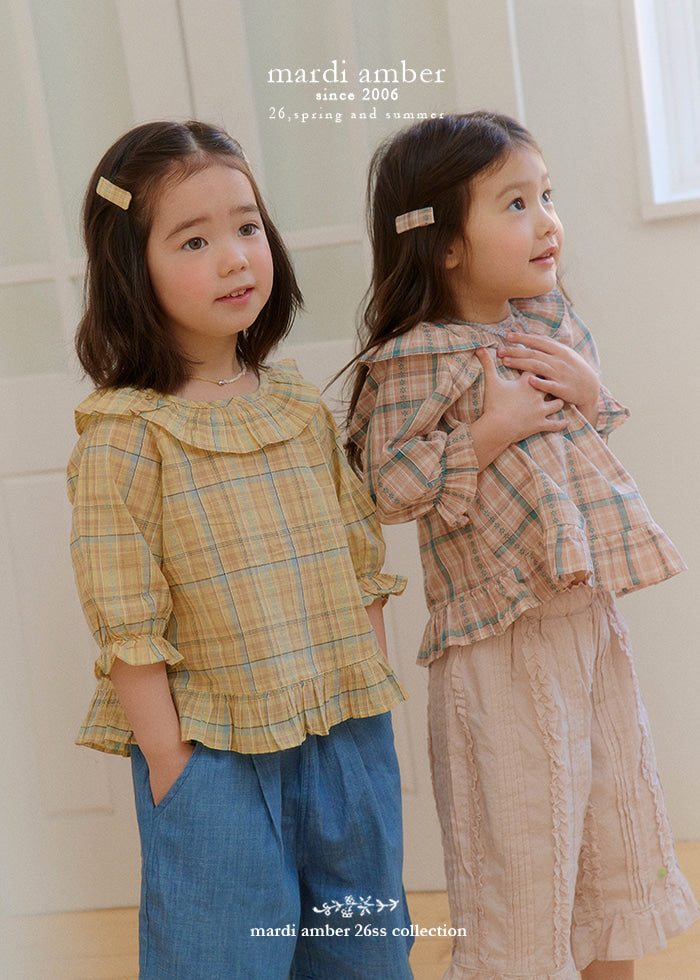 Mardi Amber Dobby Check Long Blouse