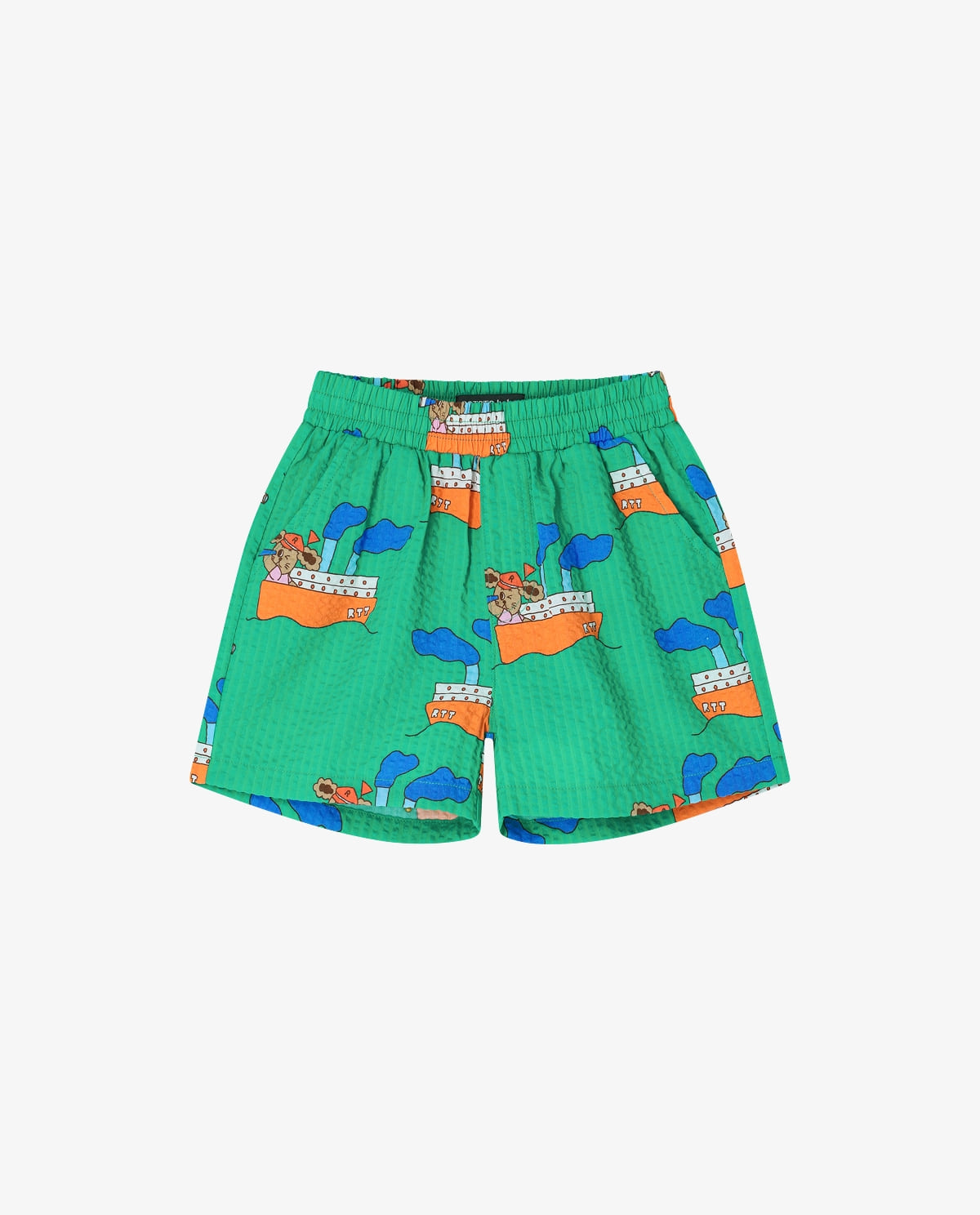 Green All-Over Seersucker Shorts
