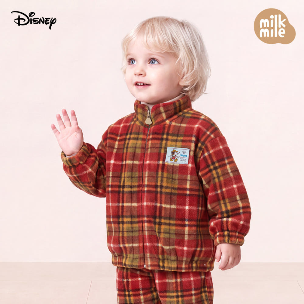 [Milk Mile] [Disney] Mickey Mouse Camping Check Polar Fleece Jumper