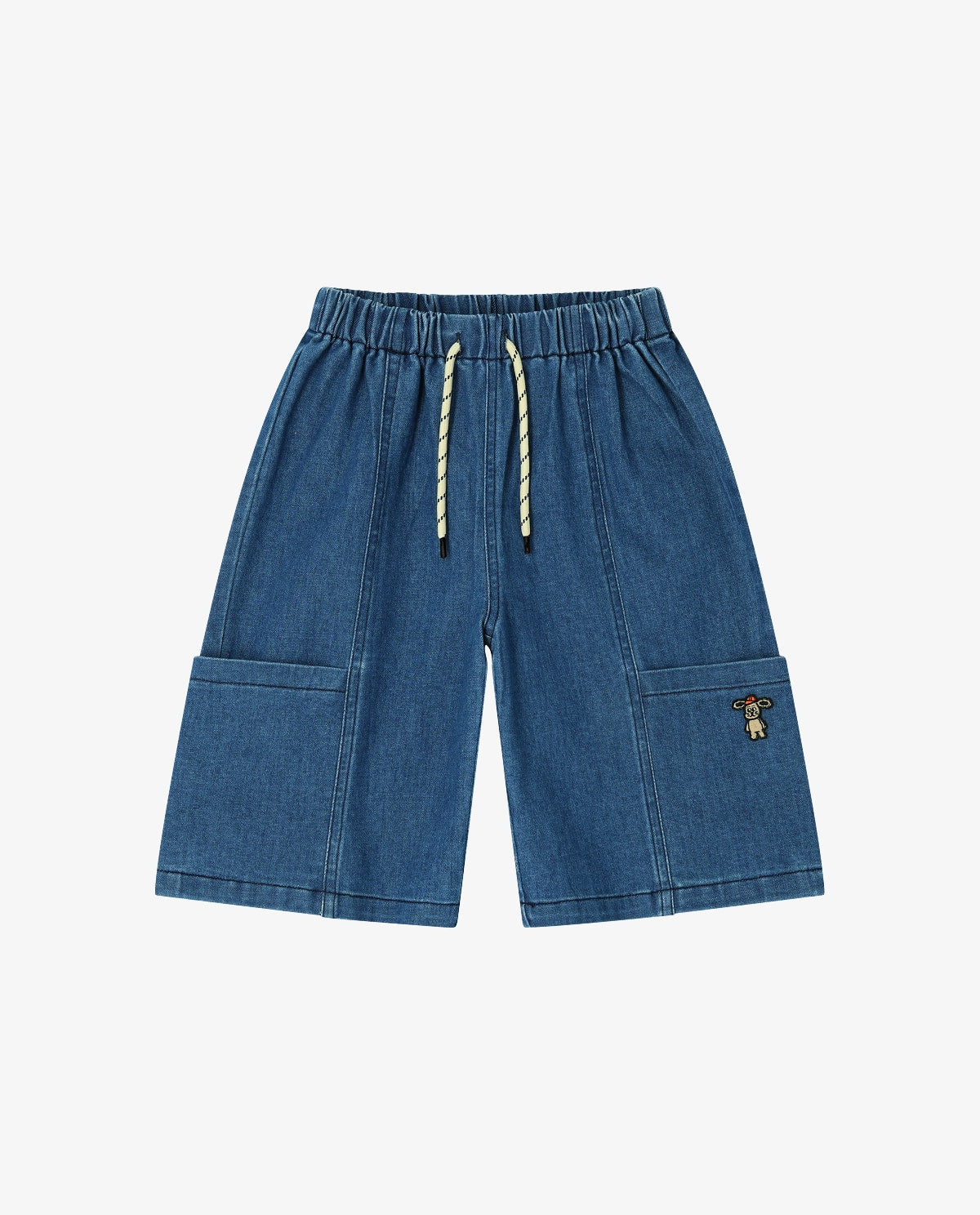 Medium Blue Denim Cut-out Detail Bermuda Pants