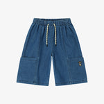 Medium Blue Denim Cut-out Detail Bermuda Pants
