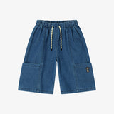 Medium Blue Denim Cut-out Detail Bermuda Pants
