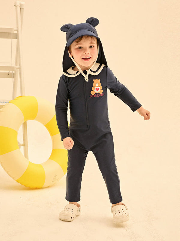 [Care Bear] Tender Heart Bear Sailor Rash Guard Swimsuit (Flap Cap Set)