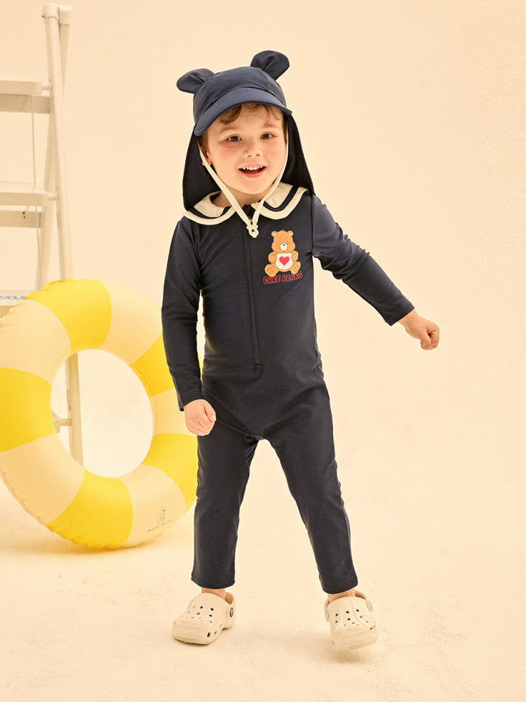 [Care Bear] Tender Heart Bear Sailor Rash Guard Swimsuit (Flap Cap Set)