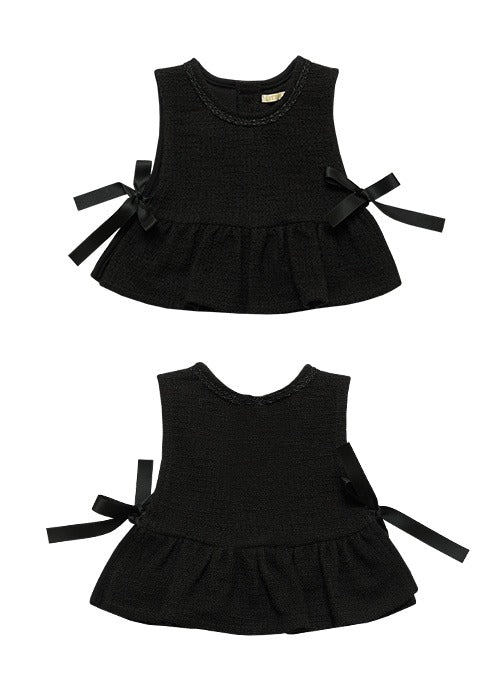 Tweed Frill Vest_Black