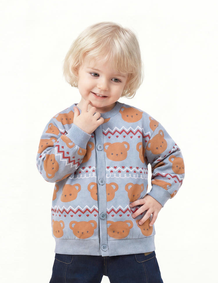 [Milk Mile] Crayon Bear Zigzag Terry Cardigan