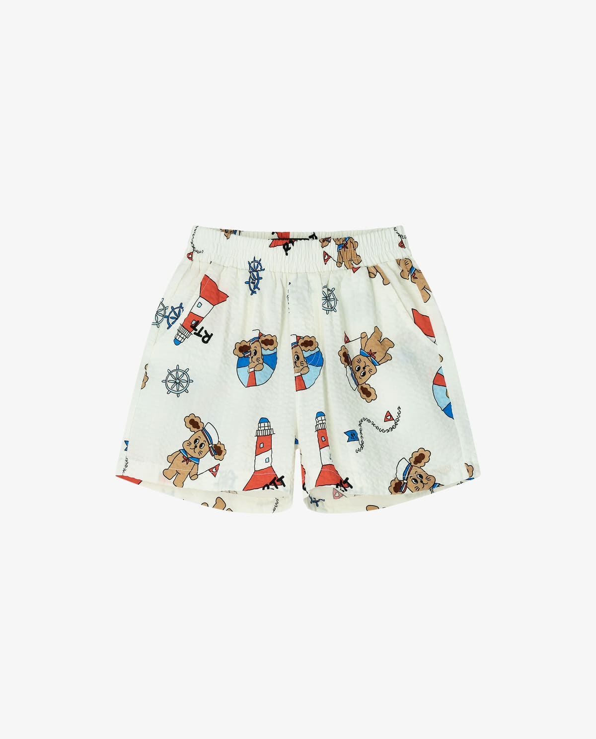 All-over seersucker shorts in ivory