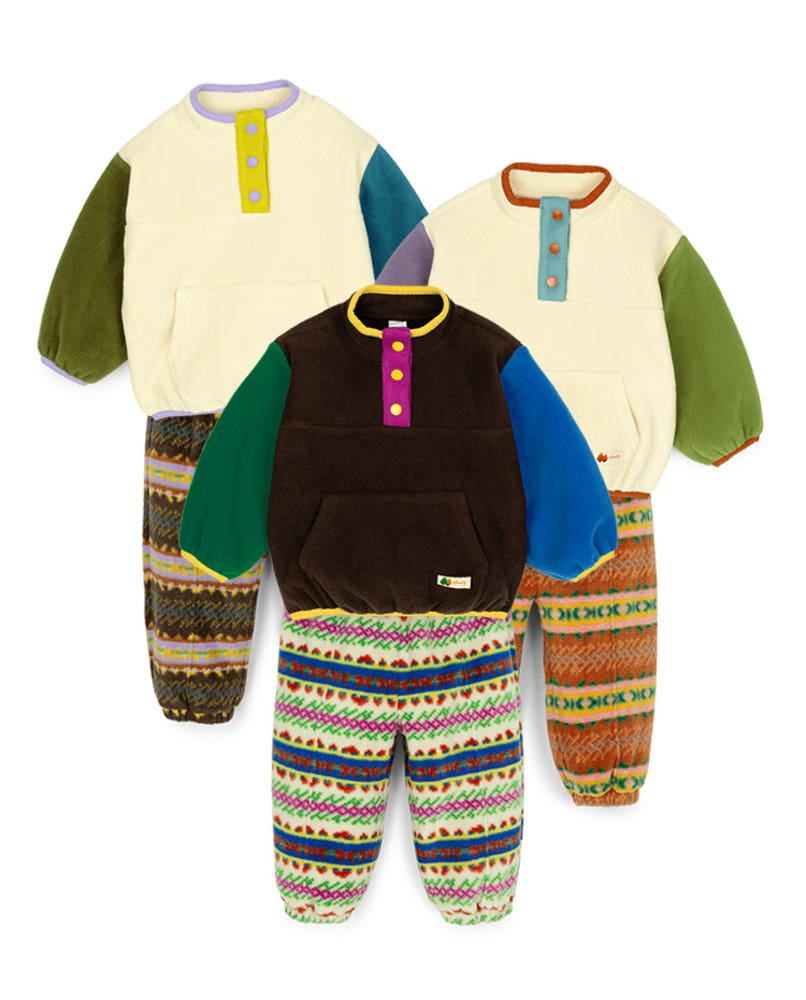 [Pimpoyo] Nordic Toddler Kids Fleece Anorak Set (3 Colors)