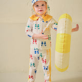 Colorful panda zip up rash guard swimsuit (flap cap set)