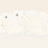 Heart lace collar ridged t-shirt