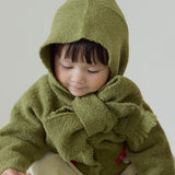 Runrun Boucle Knit Scarf Hat_Olive
