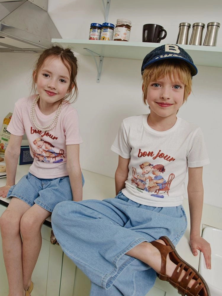 Apple Smile Bonjour T-shirt Pink