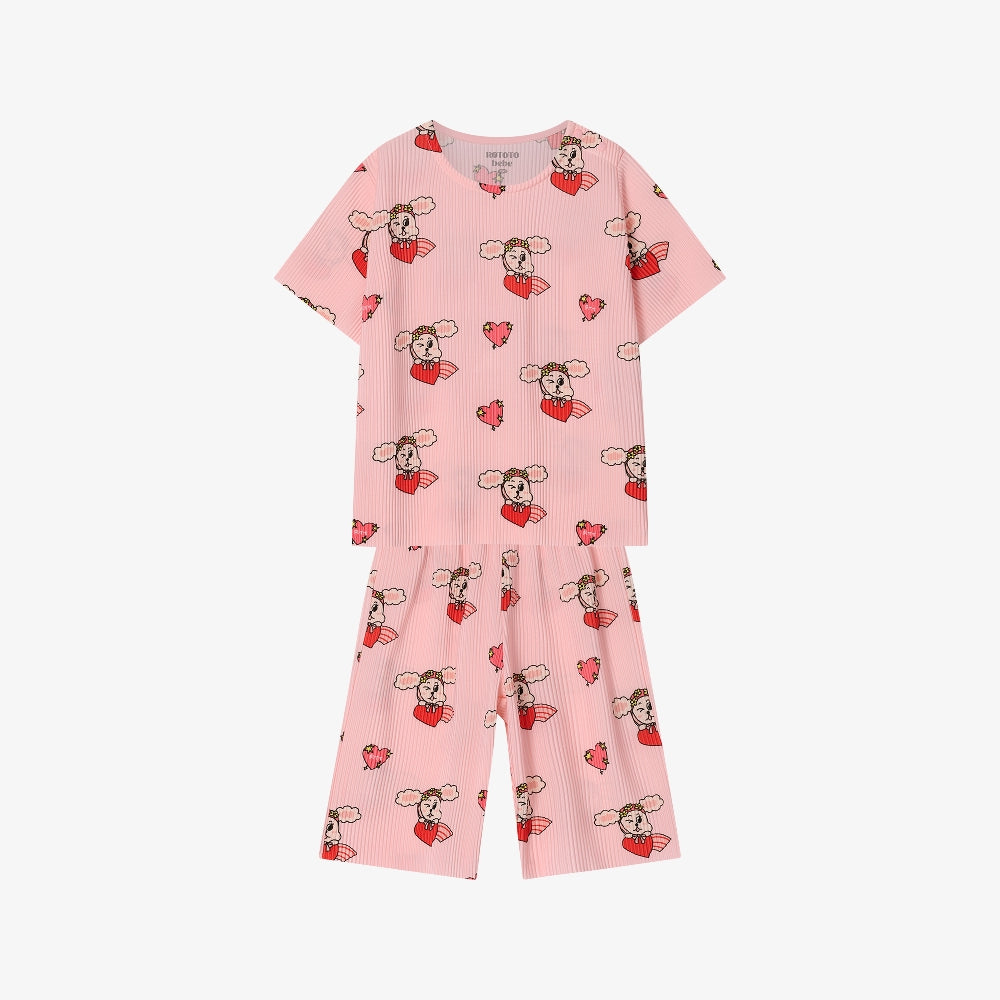 Rototobebe Crepe Fabric All-Over Indoor Wear Pink