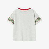 Single-sleeve striped T-shirt oatmeal