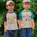 Single raglan t-shirt in melange gray