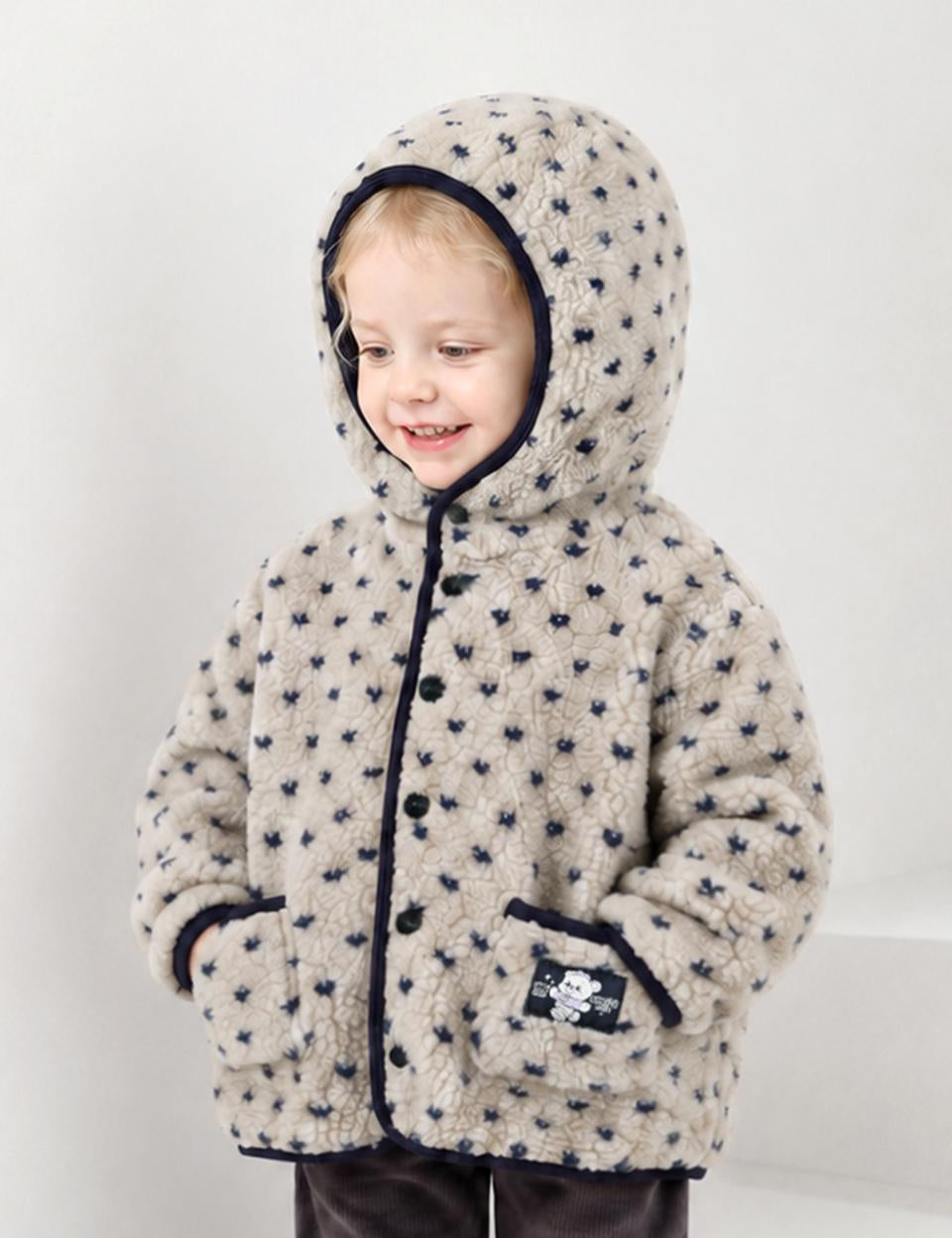 [Milk Mile] Shine Bear Good Luck Heart Fluffy Tumble Hooded Jumper