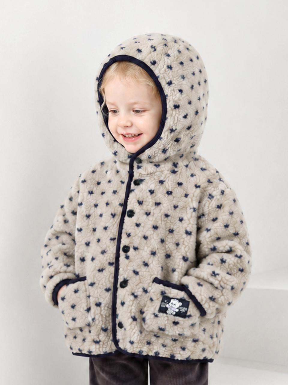 [Milk Mile] Shine Bear Good Luck Heart Fluffy Tumble Hooded Jumper