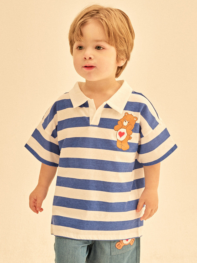 [Care Bear] Tender Heart Bear Stripe Collar T-Shirt