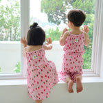[June 26 ~ Sequential Shipping][Pre-order] Cherry Sleeveless Long Pants Pleated Top & Bottom Set