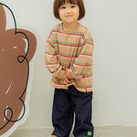 [Pimpoyo] Mauve Toddler Kids Striped Matching Set