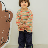 [Pimpoyo] Mauve Toddler Kids Striped Matching Set