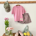Apple Smile Border Stripe Shorts Mint
