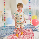 Cotton Modal All-Over Short Sleeve Loose Loungewear Ivory