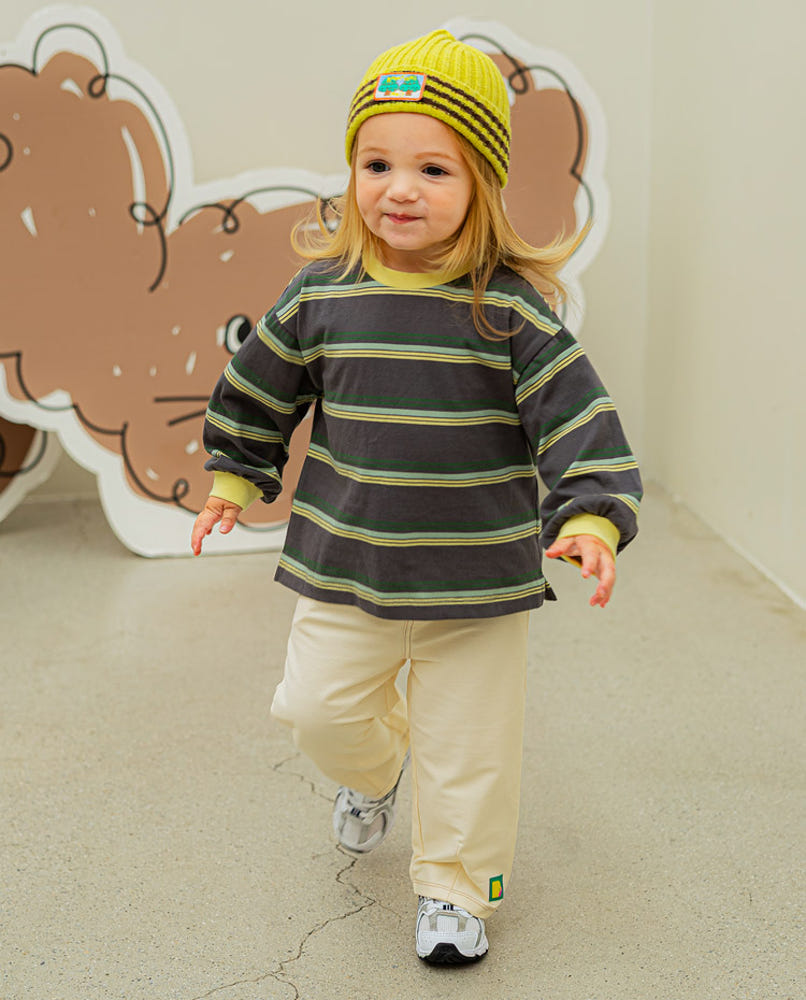 [Pimpoyo] Mauve Toddler Kids Striped Matching Set