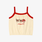 Cotton modal sleeveless loungewear red