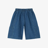 Medium Blue Denim Cut-out Detail Bermuda Pants