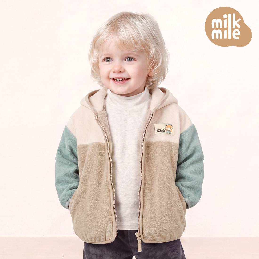 [Milk Mile] Aloha Raccoon Polar Fleece Hooded Jumper