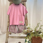 Apple Smile Border Stripe Shorts Mint