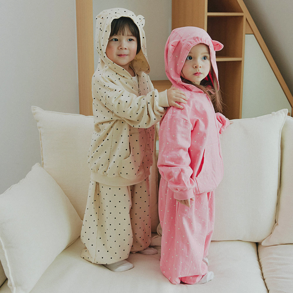 Dot Cat Zip-up Hoodie Set_LA043