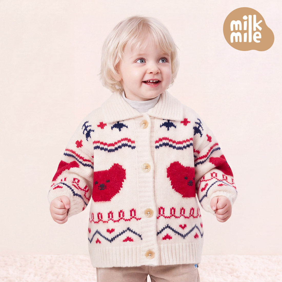[Milk Mile] Milk Bear Cowichan Sweater Cardigan