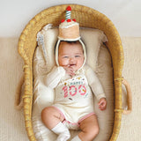 Iki Set Congratulations First Birthday/100th Day Anniversary Bodysuit + Hat