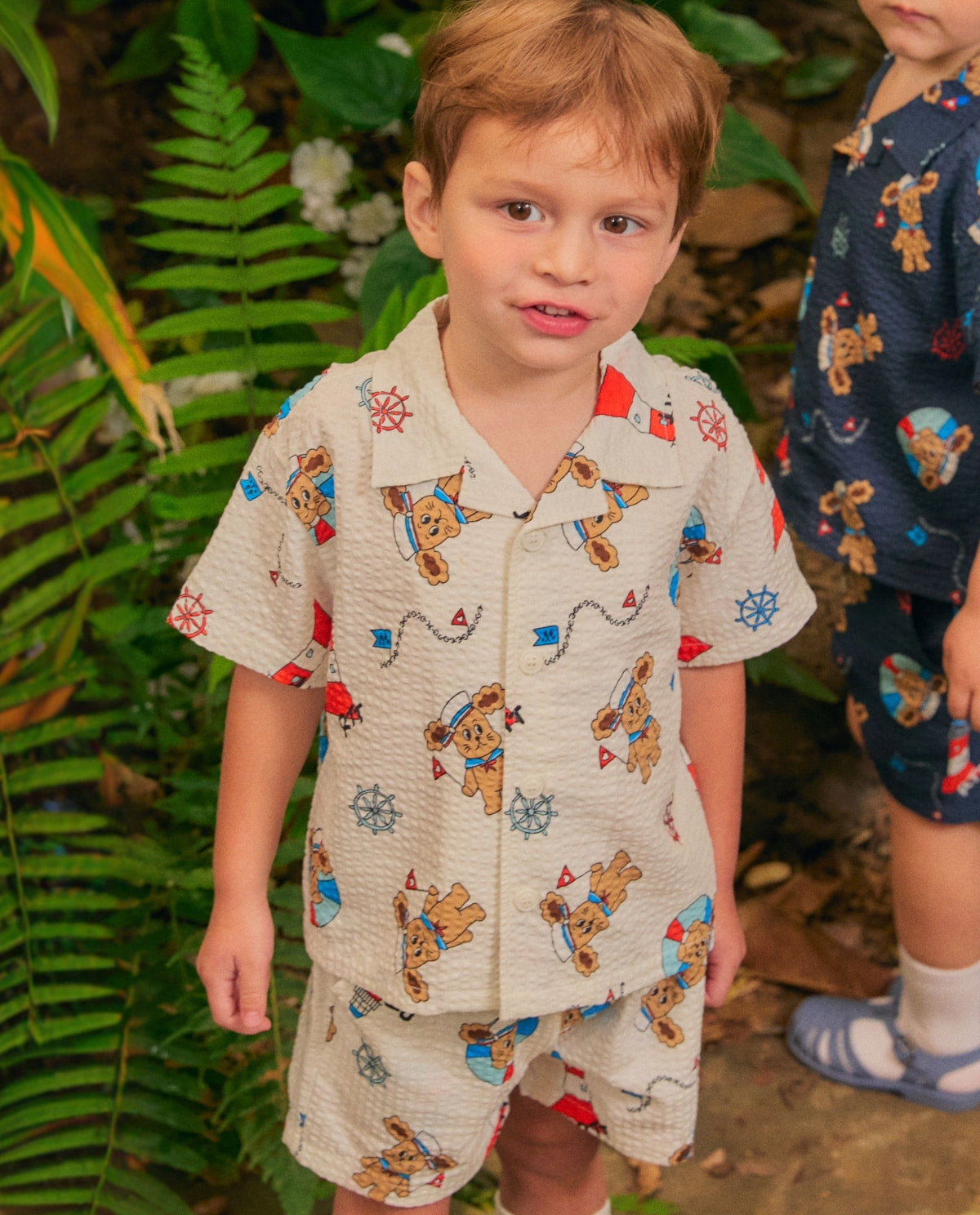 All-over seersucker shirt in ivory