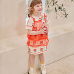 Flower tulle layered dress in ivory
