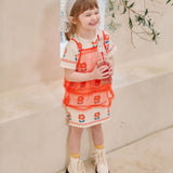 Flower tulle layered dress in ivory