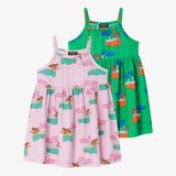 Pink seersucker sleeveless dress