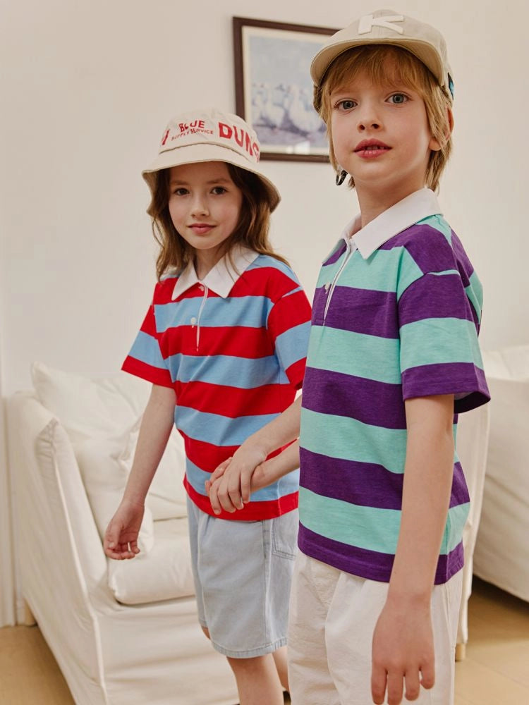Apple Smile Vivid Collared T-shirt Red
