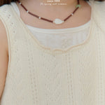 Mardi Amber Amandier Bead Necklace