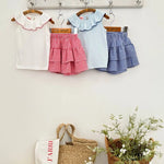 Apple Smile Tiered Shorts Blue