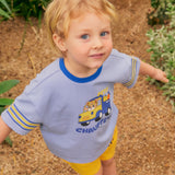 Single-sleeve striped T-shirt in blue