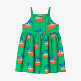 Green seersucker sleeveless dress
