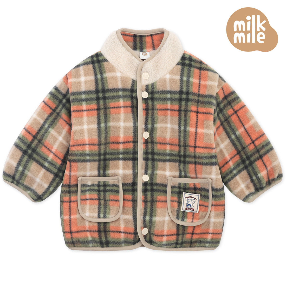 [Milk Mile] Checkholic Polar Fleece Tumble Sweet Squirrel Jumper