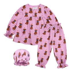 Puple poodle girl pajamas set