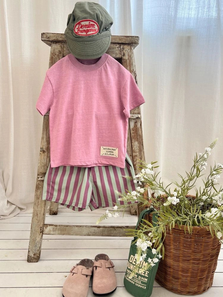 Apple Smile Natural T-shirt Pink