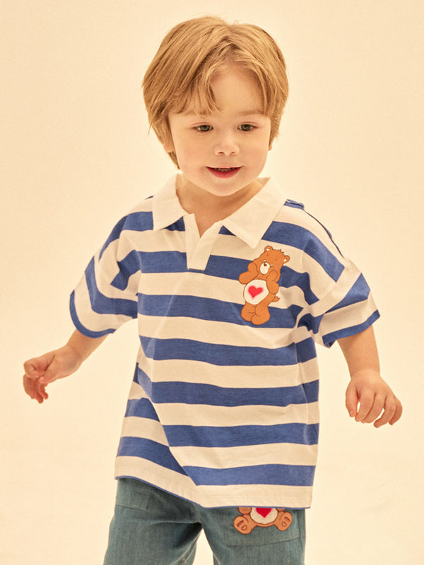 [Care Bear] Tender Heart Bear Stripe Collar T-Shirt