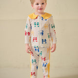 Colorful panda zip up rash guard swimsuit (flap cap set)