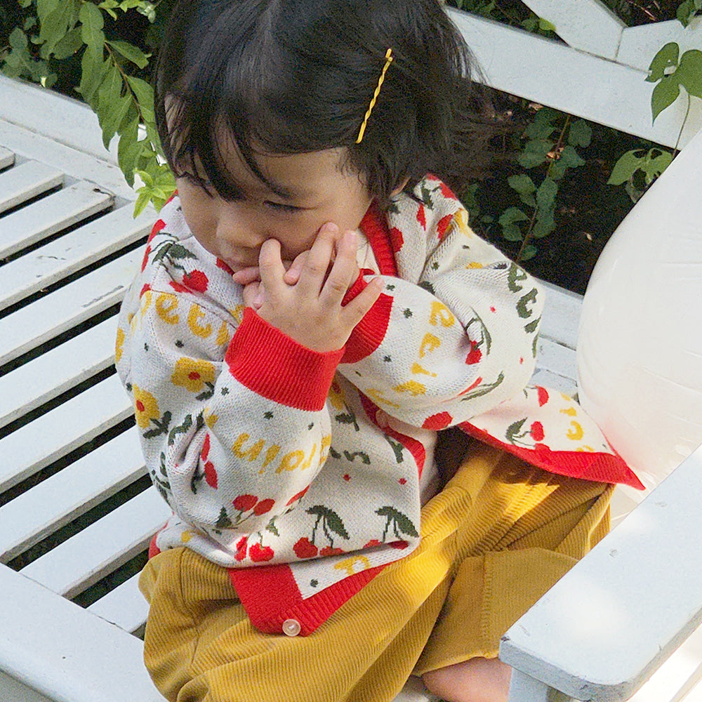 Little Foret Knit Cardigan Red_FA044